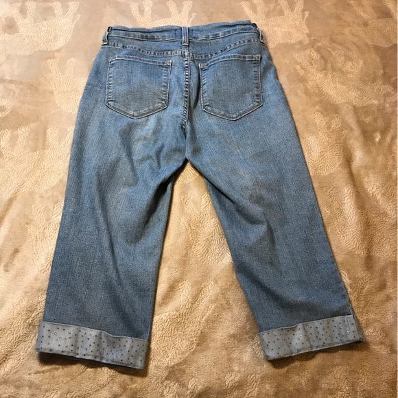 NYDJ Not Your Daughter’s Jeans petite light blue crop rhinestone cuff Size 4P - Picture 3 of 8